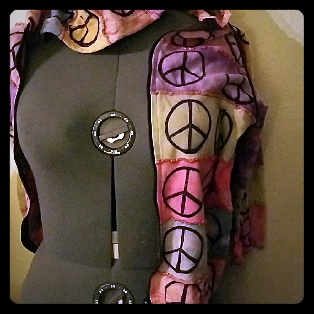 Cute peace sign zip-up hoodie